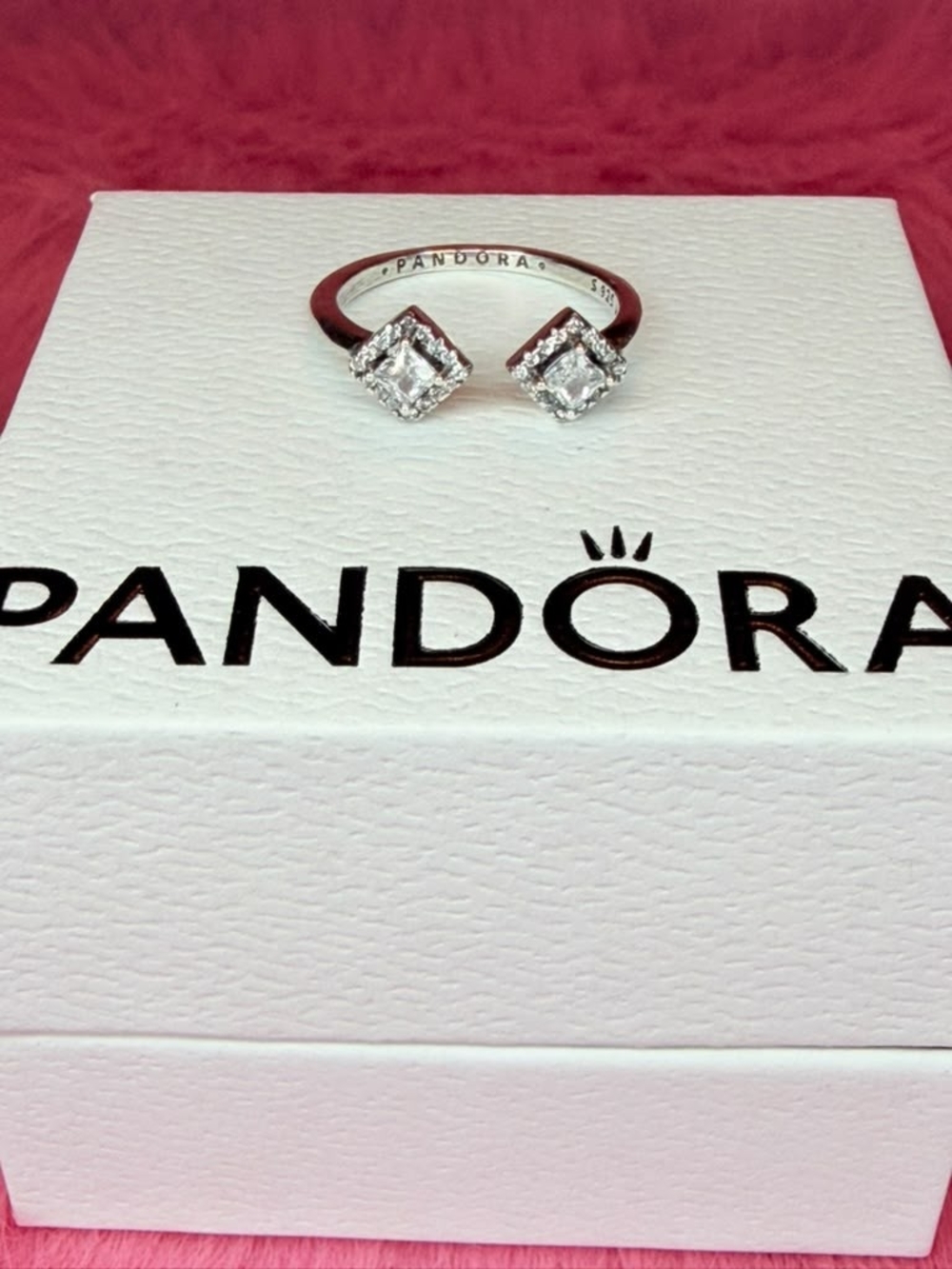 Pandora Sterling Silver Open Ring with Clear Cubic Zirconia - Silver